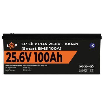 Акумулятор LP LiFePO4 24V (25,6V) - 100 Ah (2560Wh) (Smart BMS 100А) с BT пластик 20200 фото