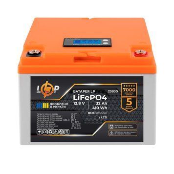 Акумулятор LP LiFePO4 12,8V - 32 Ah (410Wh) (BMS 50А/25A) пластик LCD для ДБЖ 23830 фото