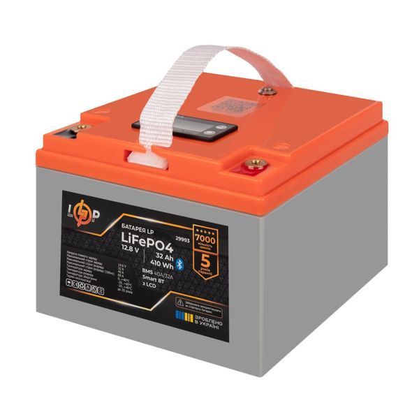 Акумулятор LP LiFePO4 12,8V - 32 Ah (410Wh) (BMS 40А/32A) пластик LCD Smart BT 29993 фото