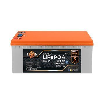 Акумулятор LP LiFePO4 25,6V - 230 Ah (5888Wh) (BMS 200A/100А) пластик LCD Smart BT 23535 фото